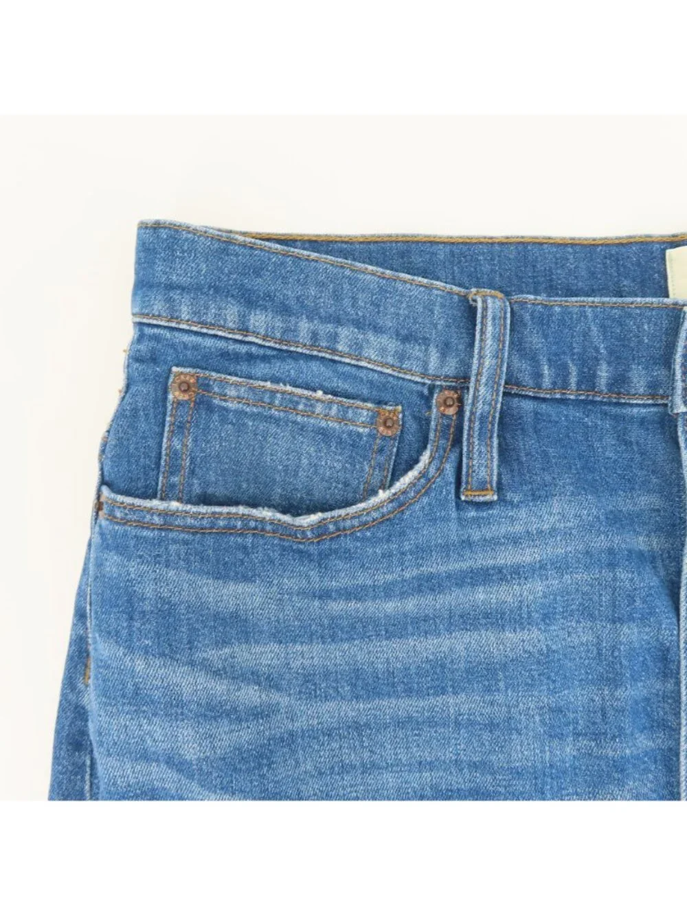 J Crew Women 32 Blue Jean Button Fly Skirt Whiskered Denim Pockets Cotton NEW